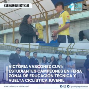 #NoticiaLocal Estudiantes de la Unidad Educativa Victoria Vásconez CUVI obtienen primer lugar en la primera Feria Zonal de Educación Técnica y la Vuelta Ciclística Juvenil a la República, con proyectos innovadores y destacados logros deportivos. Más noticias y Tv en vivo: https://curiquinguetv.com/ #CuriquingueTVOficial