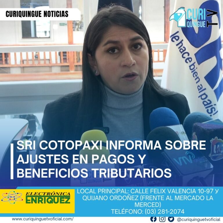 #NoticiaProvincial Cristina Ortega, directora distrital del SRI en Cotopaxi, anunció que el Gobierno Nacional ha realizado ajustes para regularizar los pagos de cuotas a contribuyentes. Además, hizo un llamado a la ciudadanía para conocer los beneficios tributarios, como la tarifa 0% en productos esenciales, incluyendo alimentos para mascotas. Le recordamos que puede seguir a través de #CuriquingueTv en #ATVCABLE #canal83 #Latacunga #Pujilí #Saquisilí #CBVisión #canal79 #Salcedo #Ambato #TVPlus #canal48 #LaManá #Valencia #Quevedo ¡Gracias por sintonizarnos! Más noticias y Tv en vivo: www.curiquinguetv.com #CuriquingueTvOficial