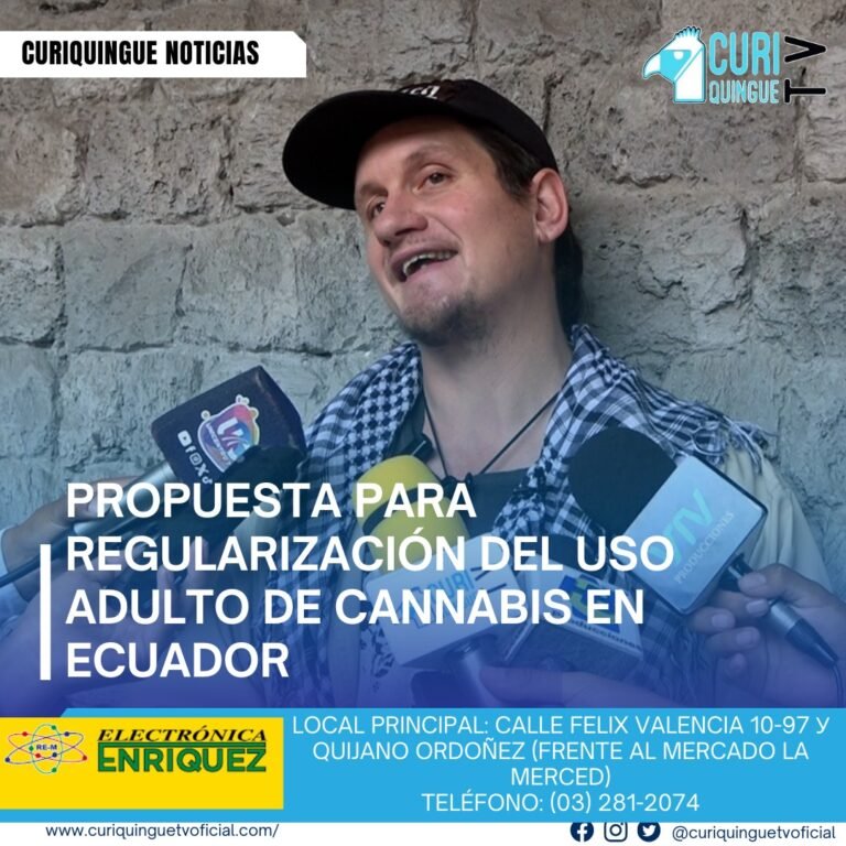 #NoticiaLocal Carlos Andrade, de la Red de Acción Cannábica del Ecuador, anunció que presentarán un proyecto de ley para la regularización del cannabis de uso adulto. Destacan su potencial económico para exportación, generación de empleo y su uso medicinal. Además, buscan prevenir el consumo temprano en adolescentes y reducir el narcotráfico al regular esta sustancia. Más detalles: https://curiquinguetv.com/?p=3938 Le recordamos que puede seguir a través de #CuriquingueTv en #ATVCABLE #canal83 #Latacunga #Pujilí #Saquisilí #CBVisión #canal79 #Salcedo #Ambato #TVPlus #canal48 #LaManá #Valencia #Quevedo ¡Gracias por sintonizarnos! Más noticias y Tv en vivo: www.curiquinguetv.com #CuriquingueTvOficial