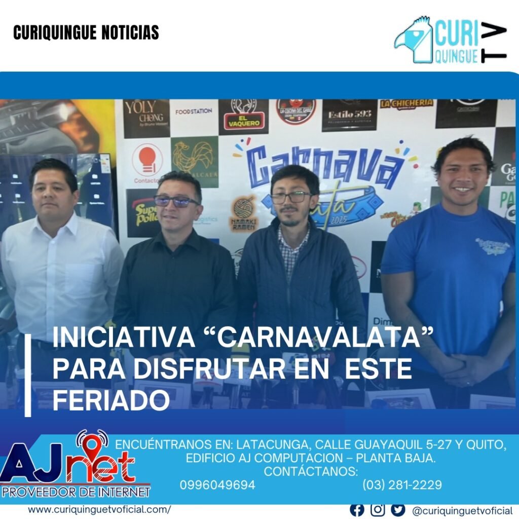 #NoticiaLocal El presidente de la Unidad Nacional, junto con comercios de la zona, propuso la iniciativa "Carnavalata" para fomentar que los latacungueños disfruten de las fiestas en la ciudad. El evento, programado para el domingo 2 de marzo, contará con música, sorpresas y la colaboración de varias instituciones. El objetivo es generar espacios recreativos, reunir a la gente y darle un nuevo sentido a las fiestas. Romel Chacón, impulsor de la iniciativa, busca crear una identidad en estas celebraciones y promover la cultura local . Le recordamos que puede seguir a través de #CuriquingueTv en #ATVCABLE #canal83 #Latacunga #Pujilí #Saquisilí #CBVisión #canal79 #Salcedo #Ambato #TVPlus #canal48 #LaManá #Valencia #Quevedo ¡Gracias por sintonizarnos! Más noticias y Tv en vivo: www.curiquinguetv.com #CuriquingueTvOficial