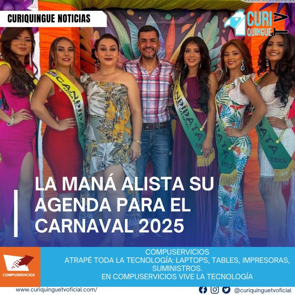 #NoticiaCantonal La Maná alista su agenda para el Carnaval 2025 El alcalde Hipólito Carrera anunció el programa de actividades para las festividades de Carnaval en La Maná, que iniciarán con la exaltación del Rey del Carnaval y la presentación oficial de las candidatas a Reina del Carnaval 2025. Carrera agradeció el respaldo de la Policía Nacional para garantizar la seguridad durante los eventos. Le recordamos que puede seguir a través de #CuriquingueTv en #ATVCABLE #canal83 #Latacunga #Pujilí #Saquisilí #CBVisión #canal79 #Salcedo #Ambato #TVPlus #canal48 #LaManá #Valencia #Quevedo