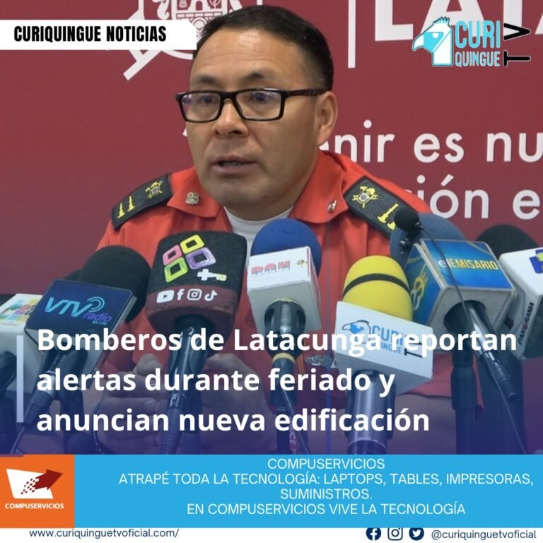#NoticiaLocal El jefe del Cuerpo de Bomberos de Latacunga informó que durante el último feriado, el personal del cuerpo de bomberos estuvo en alerta constante para responder a cualquier emergencia que pudiera surgir. En otro tema, anunció que se está trabajando en la construcción de una nueva edificación para el cuerpo de bomberos, la cual estará ubicada en un lugar estratégico de la ciudad. Le recordamos que puede seguir a través de #CuriquingueTv en #ATVCABLE #canal83 #Latacunga #Pujilí #Saquisilí #CBVisión #canal79 #Salcedo #Ambato #TVPlus #canal48 #LaManá #Valencia #Quevedo ¡Gracias por sintonizarnos! Más noticias y Tv en vivo: www.curiquinguetv.com #CuriquingueTvOficial