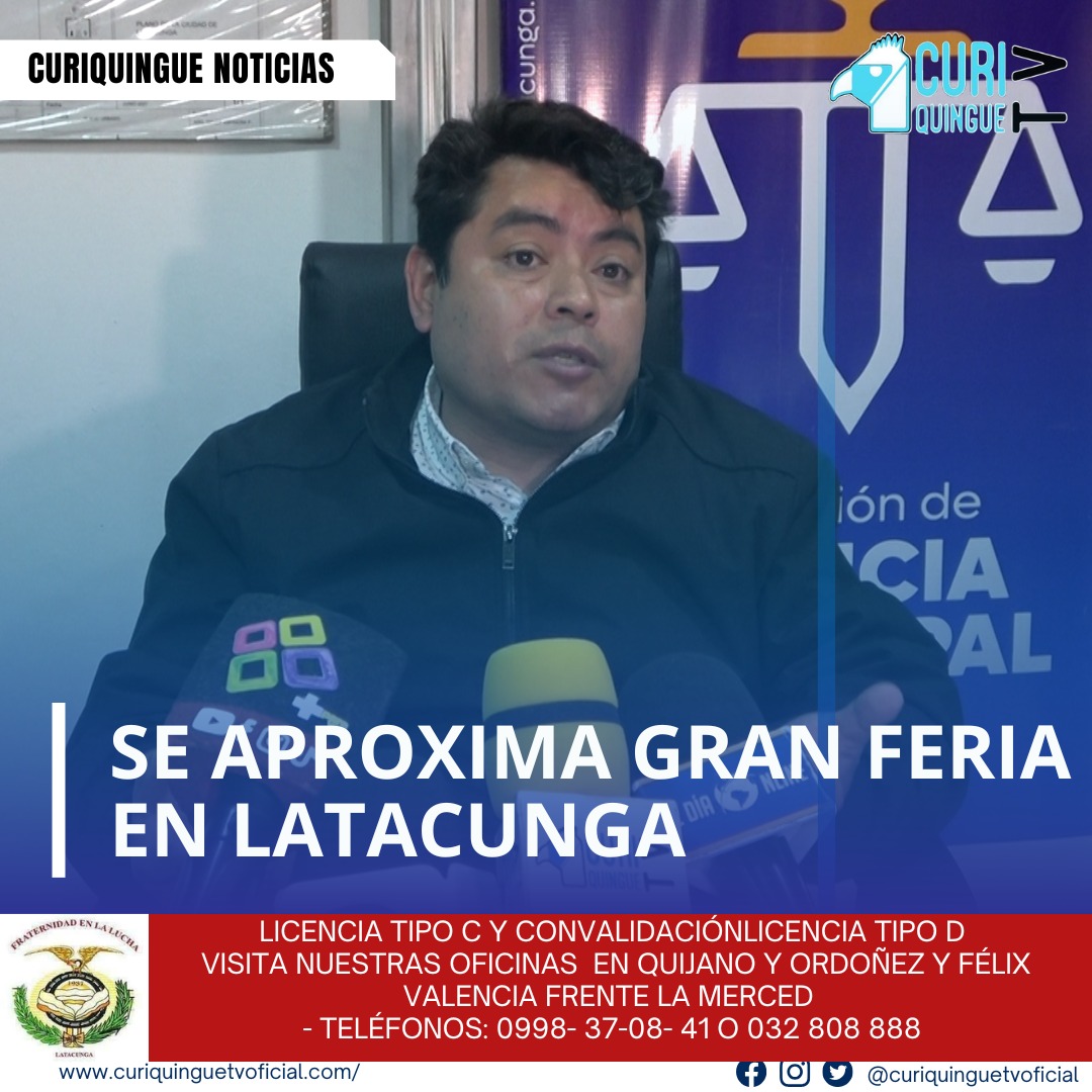 #NoticiaLocal Se avecina una gran feria en Latacunga, Marcelo Sandoval Director de Justicia Municipal, menciona que se realizará del 28 de marzo al 2 de abril en el sector de la feria de finados. Habrá una variedad de productos, incluyendo artesanías, ropa, zapatos, perfumes y más. Ya se han asignado 80 puestos, y se espera que la feria atraiga a una gran cantidad de visitantes para dinamizar la economía local. Los servicios básicos, como recolección de basura y servicios higiénicos, estarán disponibles durante la feria. Los comerciantes interesados en participar pueden solicitar autorización hasta días antes del inicio de la feria. Le recordamos que puede seguir a través de #CuriquingueTv en #ATVCABLE #canal83 #Latacunga #Pujilí #Saquisilí #CBVisión #canal79 #Salcedo #Ambato #TVPlus #canal48 #LaManá #Valencia #Quevedo ¡Gracias por sintonizarnos! Más noticias y Tv en vivo: www.curiquinguetv.com #CuriquingueTvOficial