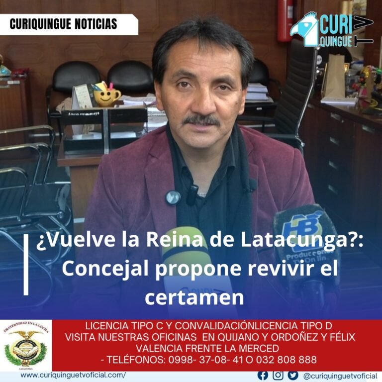#NoticiaLocal Concejal William Bastidas propone revivir el evento de la Reina de Latacunga. El concejal William Bastidas manifestó su interés en revivir el evento de la Reina de Latacunga, el cual se había dejado de realizar durante la alcaldía del Dr. Byron Cárdenas. Bastidas considera que este evento es importante para la ciudad y propone apoyar la moción para que se vuelva a realizar en el cantón Latacunga. Le recordamos que puede seguir a través de #CuriquingueTv en #ATVCABLE #canal83 #Latacunga #Pujilí #Saquisilí #CBVisión #canal79 #Salcedo #Ambato #TVPlus #canal48 #LaManá #Valencia #Quevedo ¡Gracias por sintonizarnos! Más noticias y Tv en vivo: www.curiquinguetv.com #CuriquingueTvOficial
