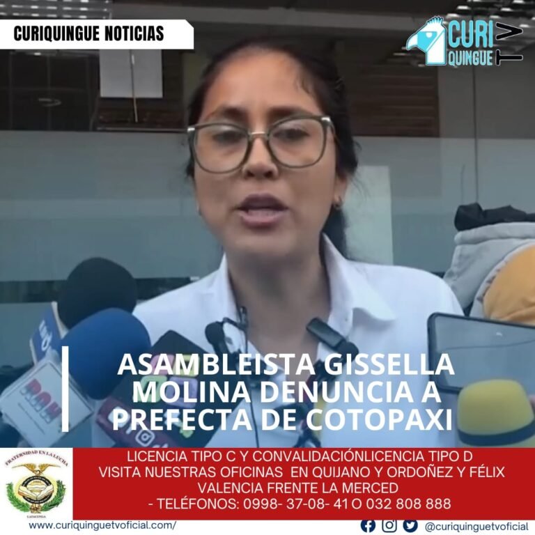 #NoticiaProvincial La asambleísta Gissela Molina denunció a la prefecta de Cotopaxi, Lourdes Tibán, en los bajos de la Fiscalía Provincial de Cotopaxi. Molina afirmó que sería objeto de discriminación política y racial, además de denunciar posibles casos de corrupción. Según Molina, la Prefectura de Cotopaxi habría otorgado contratos a personas relacionadas con una "estructura delincuencial" que opera desde hace años en la provincia. La asambleísta también cuestionó la transparencia de la gestión de Tibán y pidió una investigación sobre el patrimonio de los anteriores prefectos de la provincia. Le recordamos que puede seguir a través de #CuriquingueTv en #ATVCABLE #canal83 #Latacunga #Pujilí #Saquisilí #CBVisión #canal79 #Salcedo #Ambato #TVPlus #canal48 #LaManá #Valencia #Quevedo ¡Gracias por sintonizarnos! Más noticias y Tv en vivo: www.curiquinguetv.com #CuriquingueTvOficial