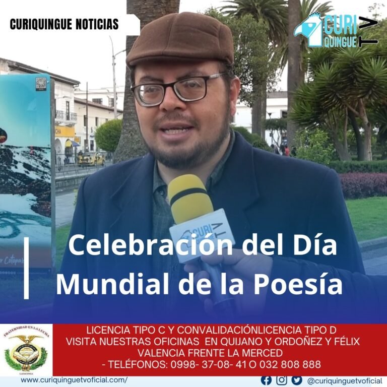 #NoticiaLocal El viernes 21 de marzo se celebro el Día Mundial de la Poesía, según informó el poeta Carlos Herrera. En este contexto, Herrera destacó la rica tradición poética de Latacunga, mencionando a varios poetas latacungueños de renombre que han contribuido a la literatura ecuatoriana. Le recordamos que puede seguir a través de #CuriquingueTv en #ATVCABLE #canal83 #Latacunga #Pujilí #Saquisilí #CBVisión #canal79 #Salcedo #Ambato #TVPlus #canal48 #LaManá #Valencia #Quevedo ¡Gracias por sintonizarnos! Más noticias y Tv en vivo: www.curiquinguetv.com #CuriquingueTvOficial