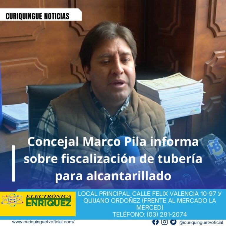 #NoticiaLocal El concejal Marco Pila ha anunciado que ha realizado un trabajo exhaustivo en el tema de fiscalización, específicamente en relación con los precios de las tuberías del sistema de alcantarillado,. Además que la Contraloría ya tiene conocimiento de este asunto. Le recordamos que puede seguir a través de #CuriquingueTv en #ATVCABLE #canal83 #Latacunga #Pujilí #Saquisilí #CBVisión #canal79 #Salcedo #Ambato #TVPlus #canal48 #LaManá #Valencia #Quevedo ¡Gracias por sintonizarnos! Más noticias y Tv en vivo: www.curiquinguetv.com #CuriquingueTvOficial
