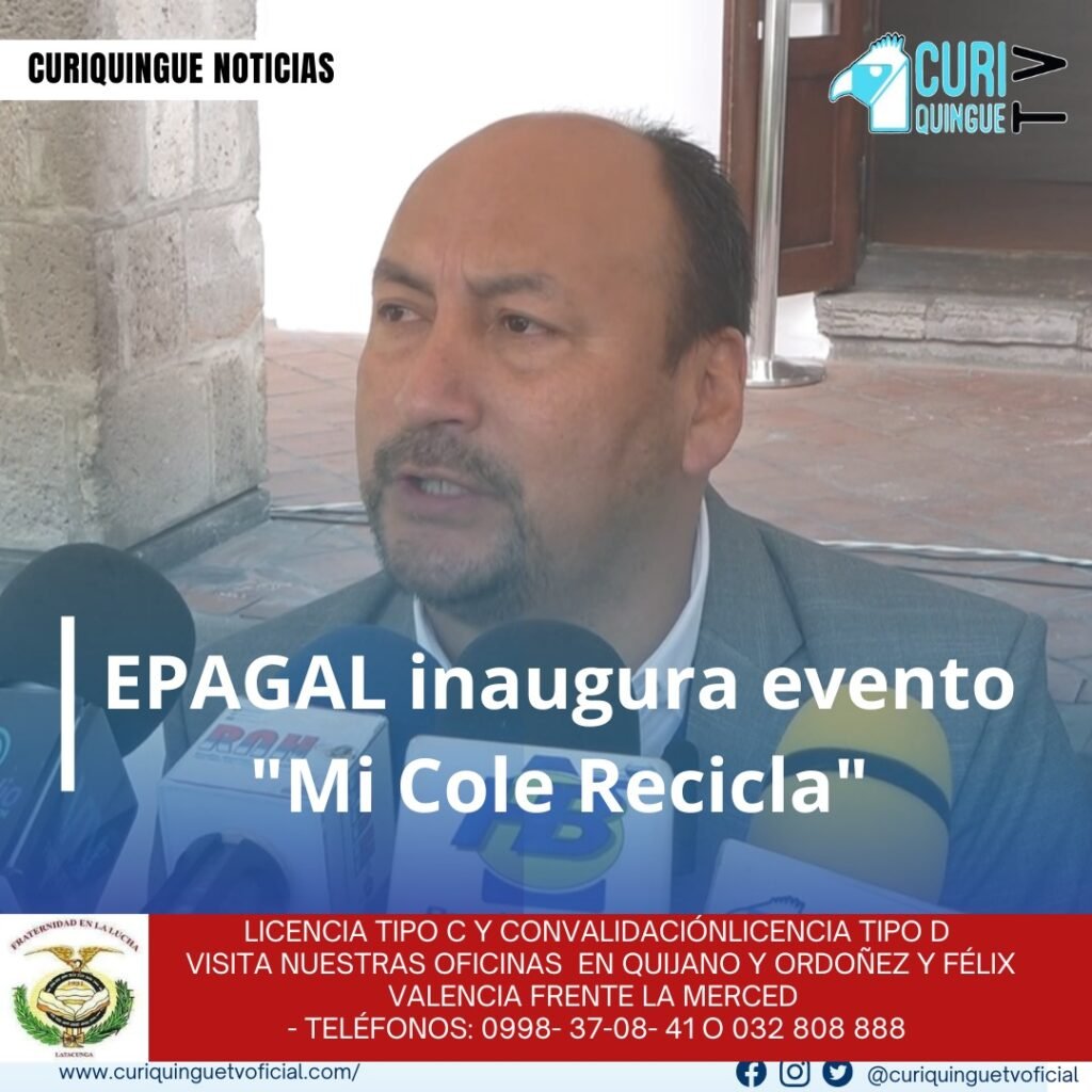 #NoticiaLocal El director de EPAGAL, Edison Parra, anunció la inauguración del evento "Mi Cole Recicla", que busca promover la conciencia ambiental y la responsabilidad en la gestión de residuos. Además, Parra informó sobre los trabajos que realiza EPAGAL en la región, enfocados en la gestión integral de residuos y la protección del medio ambiente. El evento "Mi Cole Recicla" es una iniciativa que busca involucrar a la comunidad en la práctica de la reciclaje y la reducción de residuos, contribuyendo así a la conservación del medio ambiente. Le recordamos que puede seguir a través de #CuriquingueTv en #ATVCABLE #canal83 #Latacunga #Pujilí #Saquisilí #CBVisión #canal79 #Salcedo #Ambato #TVPlus #canal48 #LaManá #Valencia #Quevedo ¡Gracias por sintonizarnos! Más noticias y Tv en vivo: www.curiquinguetv.com #CuriquingueTvOficial