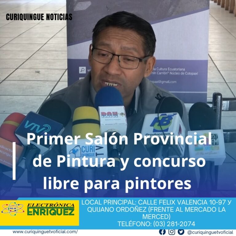 #NoticiaLocal Milton Caluña, Director de la Casa de la Cultura, anuncia el Primer Salón Provincial de Pintura, un concurso de pintura libre dirigido a artistas profesionales y no profesionales. El maestro Milton Alajo proporcionó los parámetros del concurso, invitando a todos los interesados a participar y mostrar su talento artístico. Le recordamos que puede seguir a través de #CuriquingueTv en #ATVCABLE #canal83 #Latacunga #Pujilí #Saquisilí #CBVisión #canal79 #Salcedo #Ambato #TVPlus #canal48 #LaManá #Valencia #Quevedo ¡Gracias por sintonizarnos! Más noticias y Tv en vivo: www.curiquinguetv.com #CuriquingueTvOficial