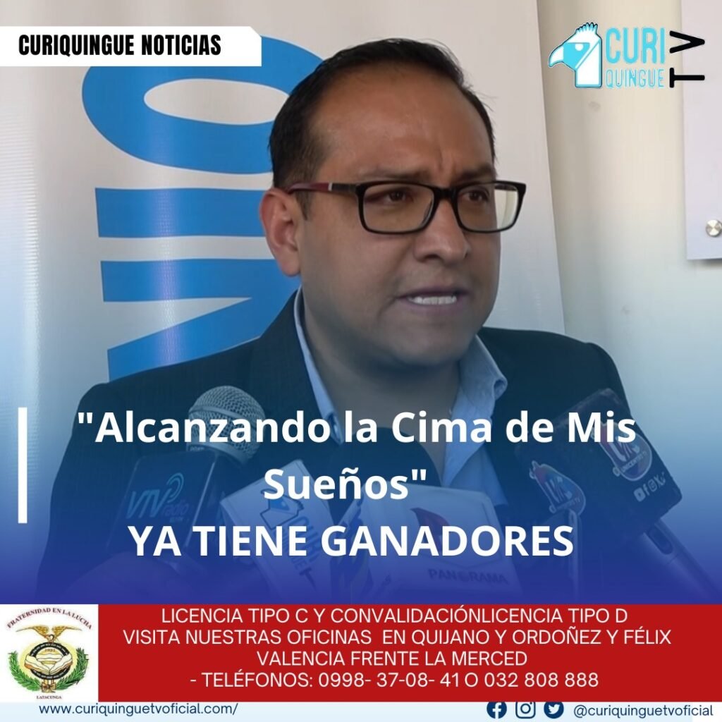 #NoticiaLocal El concejal Cristian Molina informó que el proyecto "Alcanzando la Cima de Mis Sueños" ha seleccionado a sus ganadores. Este proyecto busca promover y descubrir el talento local en Latacunga . Además, se anunció que para este año 2025 se realizará un segundo concurso con el objetivo de seguir destacando el talento latacungueño. Esta iniciativa busca fomentar la creatividad y el desarrollo artístico en la región. Le recordamos que puede seguir a través de #CuriquingueTv en #ATVCABLE #canal83 #Latacunga #Pujilí #Saquisilí #CBVisión #canal79 #Salcedo #Ambato #TVPlus #canal48 #LaManá #Valencia #Quevedo ¡Gracias por sintonizarnos! Más noticias y Tv en vivo: www.curiquinguetv.com #CuriquingueTvOficial