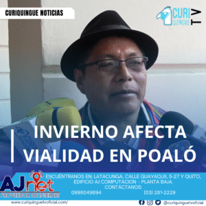 #NoticiaCantonal Invierno Afecta Vialidad en Poaló El presidente de la Junta Parroquial de Poaló informó sobre los efectos del invierno en la parroquia. Según su informe, varias comunidades están afectadas en su vialidad debido a las lluvias, lo que dificulta la salida de sus productos. Le recordamos que puede seguir a través de #CuriquingueTv en #ATVCABLE #canal83 #Latacunga #Pujilí #Saquisilí #CBVisión #canal79 #Salcedo #Ambato #TVPlus #canal48 #LaManá #Valencia #Quevedo a las 07H00. ¡Gracias por sintonizarnos! #CuriquingueTv #UnaNuevaFormaDeHacerTelevisión www.curiquinguetv.com