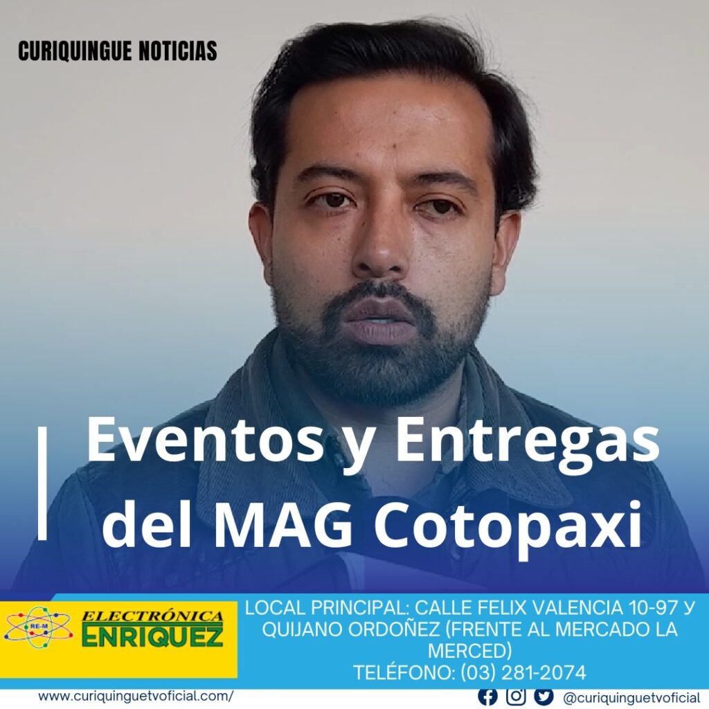 #NoticiaLocal El director distrital del MAG Cotopaxi informó sobre los eventos y entregas realizados por parte de esta cartera de estado, destacando su compromiso con el desarrollo y bienestar de la región. Le recordamos que puede seguir a través de #CuriquingueTv en #ATVCABLE #canal83 #Latacunga #Pujilí #Saquisilí #CBVisión #canal79 #Salcedo #Ambato #TVPlus #canal48 #LaManá #Valencia #Quevedo ¡Gracias por sintonizarnos! Más noticias y Tv en vivo: www.curiquinguetv.com #CuriquingueTvOficial