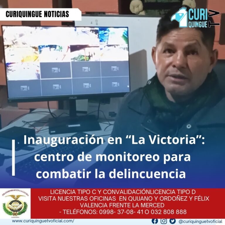 #NoticiaCantonal Tarquino Chicaiza, presidente del Gobierno Autónomo Descentralizado Parroquial La Victoria, anuncia la inauguración de un centro de monitoreo para combatir la delincuencia y garantizar la seguridad en la parroquia. Esta iniciativa cuenta con una inversión de $6,200 y comprende el mantenimiento y reubicación de cámaras de vigilancia. El objetivo es fortalecer la seguridad y proteger a los habitantes de La Victoria. Le recordamos que puede seguir a través de #CuriquingueTv en #ATVCABLE #canal83 #Latacunga #Pujilí #Saquisilí #CBVisión #canal79 #Salcedo #Ambato #TVPlus #canal48 #LaManá #Valencia #Quevedo ¡Gracias por sintonizarnos! Más noticias y Tv en vivo: www.curiquinguetv.com #CuriquingueTvOficial