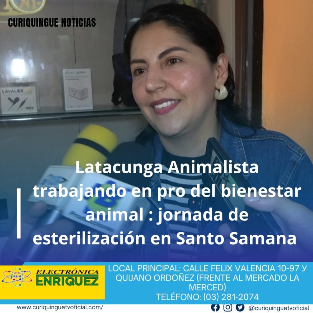 #NoticiaLocal Adriana Paéz, presidenta de Latacunga Animalista, resalta la importancia de la jornada de esterilización realizada en el sector de Santo Samana. Esta iniciativa busca controlar la fauna urbana y garantizar un entorno más saludable para la comunidad. Latacunga Animalista se compromete a continuar trabajando en pro del bienestar animal y la salud pública. La esterilización es una herramienta efectiva para controlar la población animal y prevenir problemas de salud relacionados con la fauna urbana. Le recordamos que puede seguir a través de #CuriquingueTv en #ATVCABLE #canal83 #Latacunga #Pujilí #Saquisilí #CBVisión #canal79 #Salcedo #Ambato #TVPlus #canal48 #LaManá #Valencia #Quevedo