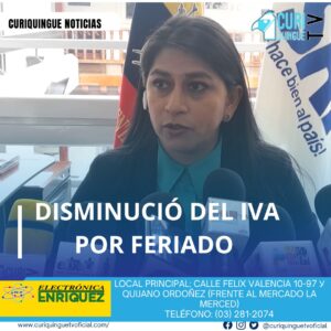 #NoticiaProvincial La directora del SRI informa sobre la reducción del IVA al 8% durante la feria, aunque no todos los contribuyentes están obligados a acogerse a esta medida. Le recordamos que puede seguir através de #CuriquingueTv en #ATVCABLE #canal83 #Latacunga #Pujilí #Saquisilí #CBVisión #canal79 #Salcedo #Ambato #TVPlus #canal48 #LaManá #Valencia #Quevedo a las 07H00. ¡Gracias por sintonizarnos! #CuriquingueTv #UnaNuevaFormaDeHacerTelevisión www.curiquinguetv.com