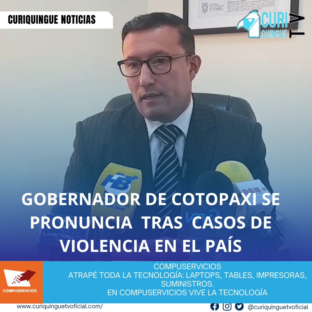 #NoticiaProvincial El gobernador de Cotopaxi ha informado sobre varios temas que han generado malestar en la ciudadanía, destacando casos de violencia en el país. Se espera que se tomen medidas para abordar estas problemáticas y garantizar la seguridad de los ciudadanos. Le recordamos que puede seguir a través de #CuriquingueTv en #ATVCABLE #canal83 #Latacunga #Pujilí #Saquisilí #CBVisión #canal79 #Salcedo #Ambato #TVPlus #canal48 #LaManá #Valencia #Quevedo a las 07H00. ¡Gracias por sintonizarnos! #CuriquingueTv #UnaNuevaFormaDeHacerTelevisión www.curiquinguetv.com