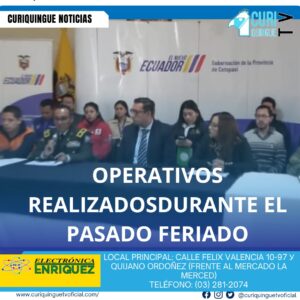 #NoticiaProvincial En una rueda de prensa realizada en la Gobernación de Cotopaxi, el jefe del distrito de policía de Latacunga, Santiago Razo, informó sobre los operativos realizados por diferentes carteras de estado durante el pasado feriado. La reunión tuvo como objetivo destacar los esfuerzos conjuntos para garantizar la seguridad y el orden en la provincia. Le recordamos que puede seguir a través de #CuriquingueTv en #ATVCABLE #canal83 #Latacunga #Pujilí #Saquisilí #CBVisión #canal79 #Salcedo #Ambato #TVPlus #canal48 #LaManá #Valencia #Quevedo a las 07H00. ¡Gracias por sintonizarnos! #CuriquingueTv #UnaNuevaFormaDeHacerTelevisión www.curiquinguetv.com
