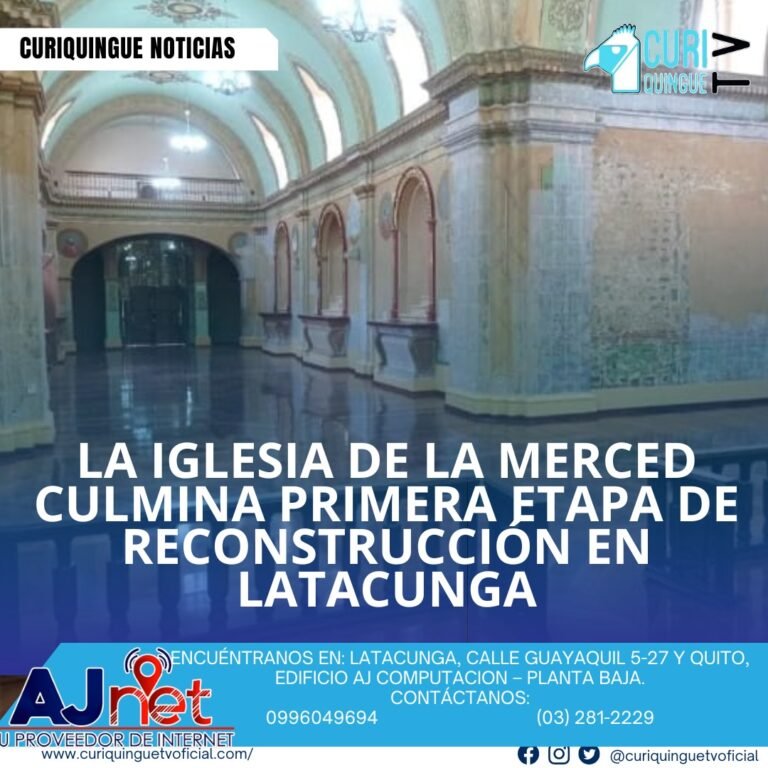 #NoticiaLocal La comunidad mercedaria celebra un importante avance en el proyecto de reconstrucción de la Iglesia de La Merced, al haberse completado con éxito la primera etapa de los trabajos estructurales. La concejala María Esther Veloz informó que esta fase incluyó labores fundamentales para garantizar la seguridad y estabilidad del templo, respetando su valor histórico y patrimonial. Este hito marca un paso significativo hacia la restauración total del emblemático templo, que ha sido centro de devoción y encuentro para generaciones de latacungueños. Le recordamos que puede seguir a través de #CuriquingueTv en #ATVCABLE #canal83 #Latacunga #Pujilí #Saquisilí #CBVisión #canal79 #Salcedo #Ambato #TVPlus #canal48 #LaManá #Valencia #Quevedo a las 07H00. ¡Gracias por sintonizarnos! #CuriquingueTv #UnaNuevaFormaDeHacerTelevisión www.curiquinguetv.com