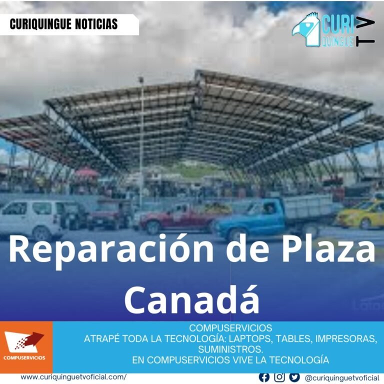 #NoticiaLocal El director de Servicios Públicos Municipales confirma que se han realizado trabajos de reparación en la cubierta de la Plaza Canadá, luego de que una fuerte lluvia provocara su colapso, garantizando la seguridad de los ciudadanos y visitantes. Le recordamos que puede seguir a través de #CuriquingueTv en #ATVCABLE #canal83 #Latacunga #Pujilí #Saquisilí #CBVisión #canal79 #Salcedo #Ambato #TVPlus #canal48 #LaManá #Valencia #Quevedo a las 07H00. ¡Gracias por sintonizarnos! #CuriquingueTv #UnaNuevaFormaDeHacerTelevisión www.curiquinguetv.com