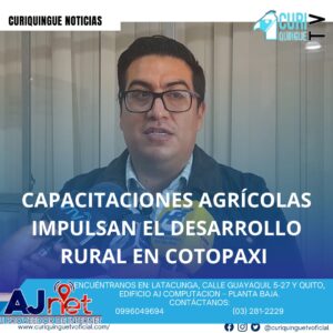 #NoticiaProvincial El director del MAG informa sobre las capacitaciones que se están realizando en diferentes sectores agrícolas para impulsar el desarrollo en la región y fortalecer la economía local. Le recordamos que puede seguir a través de #CuriquingueTv en #ATVCABLE #canal83 #Latacunga #Pujilí #Saquisilí #CBVisión #canal79 #Salcedo #Ambato #TVPlus #canal48 #LaManá #Valencia #Quevedo a las 07H00. ¡Gracias por sintonizarnos! #CuriquingueTv #UnaNuevaFormaDeHacerTelevisión www.curiquinguetv.com