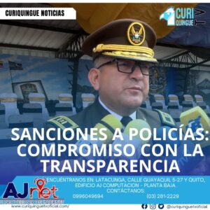 #NoticiaLocal El comandante de la Subzona 5 de la Policía Nacional informó sobre las sanciones impuestas a varios miembros de la institución que están involucrados en actos ilegales, demostrando el compromiso de la Policía con la transparencia y la justicia. Le recordamos que puede seguir a través de #CuriquingueTv en #ATVCABLE #canal83 #Latacunga #Pujilí #Saquisilí #CBVisión #canal79 #Salcedo #Ambato #TVPlus #canal48 #LaManá #Valencia #Quevedo a las 07H00. ¡Gracias por sintonizarnos! #CuriquingueTv #UnaNuevaFormaDeHacerTelevisión www.curiquinguetv.com