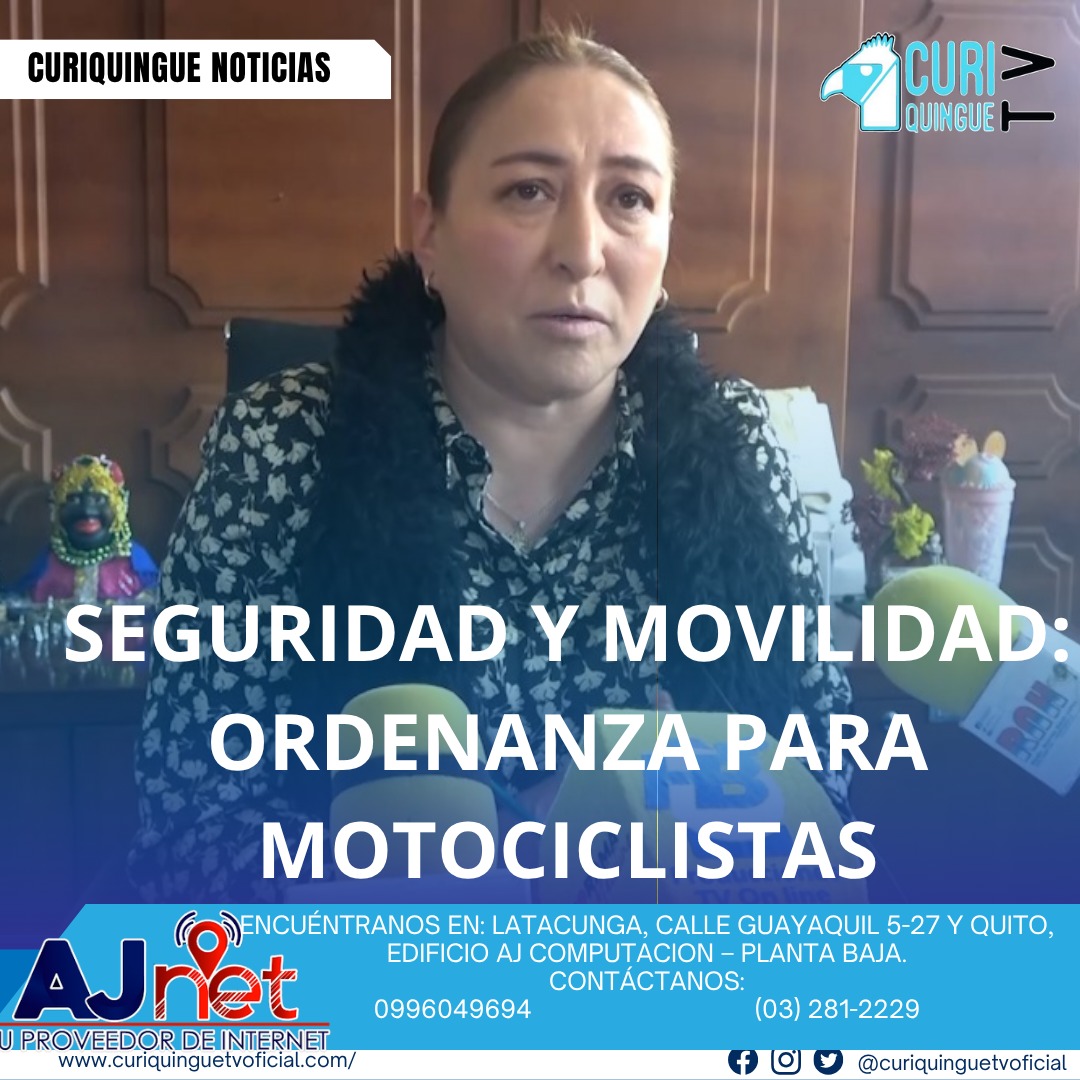 #NoticiaLocal La concejal Nancy Chacón informó sobre el proyecto de ordenanza "Dos en Moto", proporcionando detalles sobre esta iniciativa. Seguiremos informando sobre estos temas relevantes para nuestra comunidad. Le recordamos que nos puede seguir a través de #CuriquingueTv en #ATVCABLE #canal83 #Latacunga #Pujilí #Saquisilí #CBVisión #canal79 #Salcedo #Ambato #TVPlus #canal48 #LaManá #Valencia #Quevedo a las 07H00. ¡Gracias por sintonizarnos! #CuriquingueTv #UnaNuevaFormaDeHacerTelevisión www.curiquinguetv.com