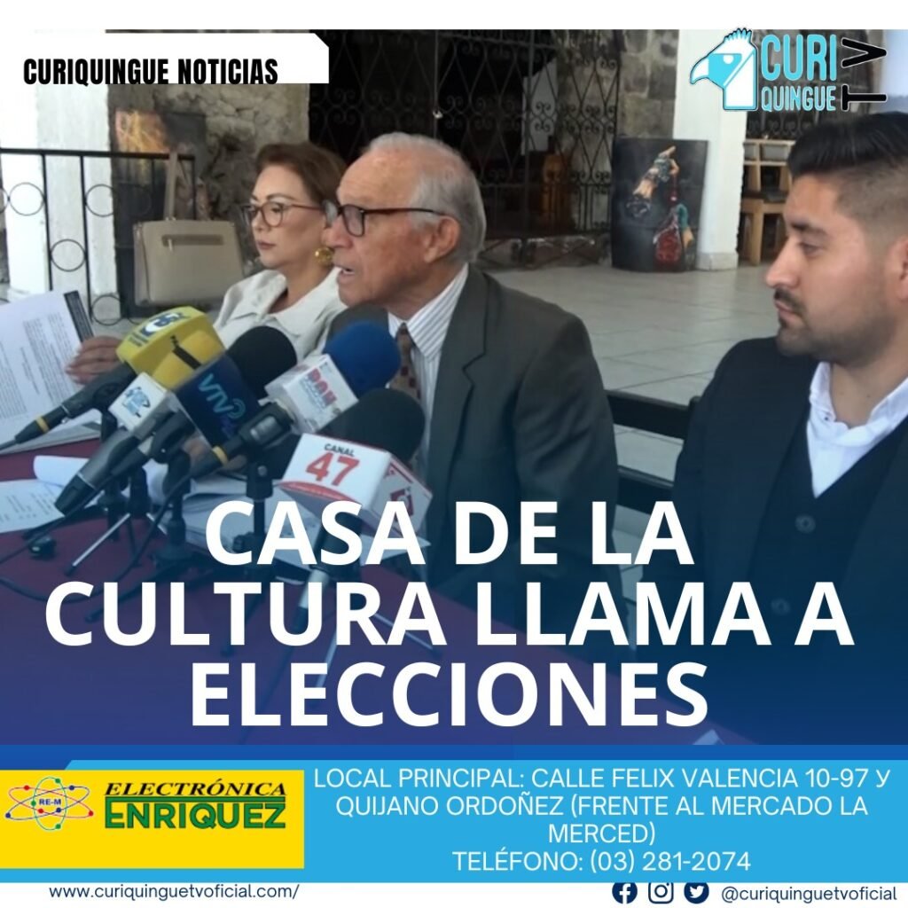 #NoticiaLocal La Casa de la Cultura Núcleo de Cotopaxi informa que las comisiones electorales están activas y hace un llamado a los miembros para revisar su documentación para la elección de director y vocales que se realizará el 16 de agosto. Le recordamos que puede seguir a través de #CuriquingueTv en #ATVCABLE #canal83 #Latacunga #Pujilí #Saquisilí #CBVisión #canal79 #Salcedo #Ambato #TVPlus #canal48 #LaManá #Valencia #Quevedo a las 07H00. ¡Gracias por sintonizarnos! #CuriquingueTv #UnaNuevaFormaDeHacerTelevisión www.curiquinguetv.com
