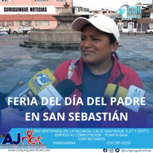 #NoticiaLocal Una feria se desarrollará en la plazoleta de San Sebastián para celebrar el Día del Padre, con artistas, rifas, gastronomía y productos con descuentos para homenajear al rey del hogar. Le recordamos que puede seguir a través de #CuriquingueTv en #ATVCABLE #canal83 #Latacunga #Pujilí #Saquisilí #CBVisión #canal79 #Salcedo #Ambato #TVPlus #canal48 #LaManá #Valencia #Quevedo a las 07H00. ¡Gracias por sintonizarnos! #CuriquingueTv #UnaNuevaFormaDeHacerTelevisión www.curiquinguetv.com
