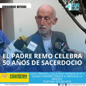 #NoticiaLocal El padre Remo regresó a Latacunga para conmemorar cinco décadas de servicio sacerdotal, expresando su alegría y recordando lugares donde sirvió a la comunidad. Le recordamos que puede seguir a través de #CuriquingueTv en #ATVCABLE #canal83 #Latacunga #Pujilí #Saquisilí #CBVisión #canal79 #Salcedo #Ambato #TVPlus #canal48 #LaManá #Valencia #Quevedo a las 07H00. ¡Gracias por sintonizarnos! #CuriquingueTv #UnaNuevaFormaDeHacerTelevisión www.curiquinguetv.com