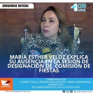 #NoticiaLocal Declaraciones de la Concejal María Esther Veloz : La concejal María Esther Veloz explica por qué no asistió a la sesión en la que se designaron a los concejales para la Comisión de Fiestas. Le recordamos que puede seguir a través de #CuriquingueTv en #ATVCABLE #canal83 #Latacunga #Pujilí #Saquisilí #CBVisión #canal79 #Salcedo #Ambato #TVPlus #canal48 #LaManá #Valencia #Quevedo a las 07H00. ¡Gracias por sintonizarnos! #CuriquingueTv #UnaNuevaFormaDeHacerTelevisión www.curiquinguetv.com