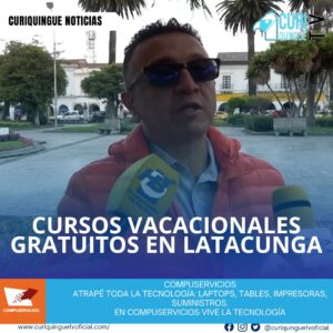#NoticiaLocal El director de Turismo del cantón Latacunga informa sobre los cursos vacacionales gratuitos de 2025, con pocos cupos disponibles. Le recordamos que puede seguir a través de #CuriquingueTv en #ATVCABLE #canal83 #Latacunga #Pujilí #Saquisilí #CBVisión #canal79 #Salcedo #Ambato #TVPlus #canal48 #LaManá #Valencia #Quevedo a las 07H00. ¡Gracias por sintonizarnos! #CuriquingueTv #UnaNuevaFormaDeHacerTelevisión www.curiquinguetv.com