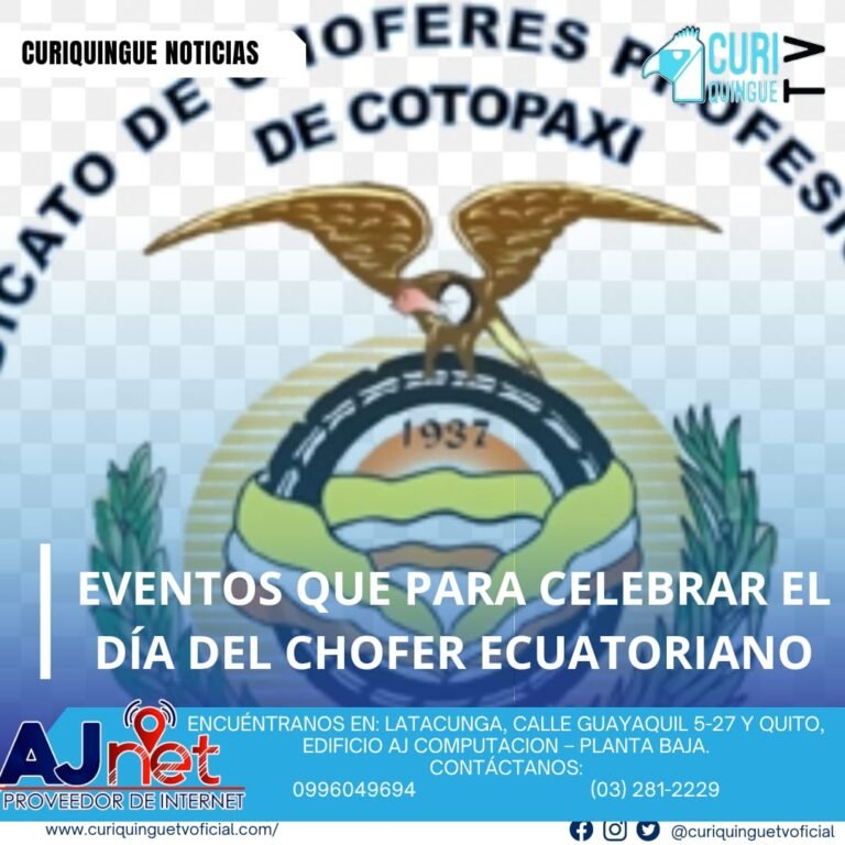 #NoticiaLocal El secretario de los Choferes Profesionales de Cotopaxi informa sobre los eventos que se están realizando para celebrar el Día del Chofer Ecuatoriano. Le recordamos que puede seguir a través de #CuriquingueTv en #ATVCABLE #canal83 #Latacunga #Pujilí #Saquisilí #CBVisión #canal79 #Salcedo #Ambato #TVPlus #canal48 #LaManá #Valencia #Quevedo a las 07H00. ¡Gracias por sintonizarnos! #CuriquingueTv #UnaNuevaFormaDeHacerTelevisión www.curiquinguetv.com