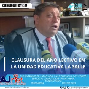 #NoticiaLocal La Unidad Educativa La Salle se prepara para la clausura del año lectivo con eventos como una misa, condecoraciones a los mejores estudiantes y más. Le recordamos que puede seguir a través de #CuriquingueTv en #ATVCABLE #canal83 #Latacunga #Pujilí #Saquisilí #CBVisión #canal79 #Salcedo #Ambato #TVPlus #canal48 #LaManá #Valencia #Quevedo a las 07H00. ¡Gracias por sintonizarnos! #CuriquingueTv #UnaNuevaFormaDeHacerTelevisión www.curiquinguetv.com