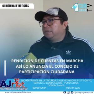 #NoticiaLocal El Consejo de Participación Ciudadana y Control Social informa sobre el proceso de rendición de cuentas de autoridades y instituciones públicas, promoviendo la transparencia y la participación ciudadana en la gestión pública. #EnVivo #CuriquingueNoticias Iniciamos una nueva jornada #informativa. #KarolSalguero acompañando en esta mañana de este viernes 14 de febrero de 2025. ¡Bienvenido! Le recordamos que puede seguir a través de #CuriquingueTv en #ATVCABLE #canal83 #Latacunga #Pujilí #Saquisilí #CBVisión #canal79 #Salcedo #Ambato #TVPlus #canal48 #LaManá #Valencia #Quevedo a las 07H00. ¡Gracias por sintonizarnos! #CuriquingueTv #UnaNuevaFormaDeHacerTelevisión www.curiquinguetv.com