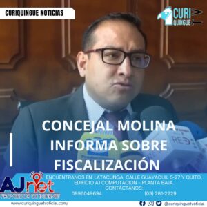 #NoticiaLocal Cristian Molina destaca los logros y desafíos en su gestión como concejal, enfocándose en la transparencia y el control de recursos. Le recordamos que puede seguir a través de #CuriquingueTv en #ATVCABLE #canal83 #Latacunga #Pujilí #Saquisilí #CBVisión #canal79 #Salcedo #Ambato #TVPlus #canal48 #LaManá #Valencia #Quevedo a las 07H00. ¡Gracias por sintonizarnos! #CuriquingueTv #UnaNuevaFormaDeHacerTelevisión www.curiquinguetv.com