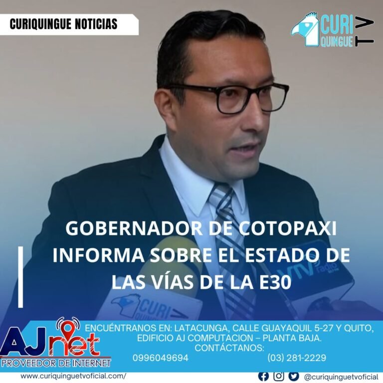 #NoticiaLocal El gobernador de Cotopaxi informó sobre el estado actual de las vías de la E30 y los trabajos que se están realizando para mejorar la infraestructura vial. Se espera que estas mejoras beneficien a los conductores y contribuyan a la seguridad en la carretera. Le recordamos que puede seguir a través de #CuriquingueTv en #ATVCABLE #canal83 #Latacunga #Pujilí #Saquisilí #CBVisión #canal79 #Salcedo #Ambato #TVPlus #canal48 #LaManá #Valencia #Quevedo a las 07H00. ¡Gracias por sintonizarnos! #CuriquingueTv #UnaNuevaFormaDeHacerTelevisión www.curiquinguetv.com