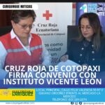 #NoticiaLocal La Cruz Roja de Cotopaxi firmó un convenio con el Instituto Superior Vicente León, que beneficiará a la juventud estudiantil de la institución. Los estudiantes podrán realizar sus prácticas profesionales en la Cruz Roja, lo que les permitirá adquirir experiencia y habilidades en el campo humanitario. Le recordamos que puede seguir a través de #CuriquingueTv en #ATVCABLE #canal83 #Latacunga #Pujilí #Saquisilí #CBVisión #canal79 #Salcedo #Ambato #TVPlus #canal48 #LaManá #Valencia #Quevedo a las 07H00. ¡Gracias por sintonizarnos! #CuriquingueTv #UnaNuevaFormaDeHacerTelevisión www.curiquinguetv.com