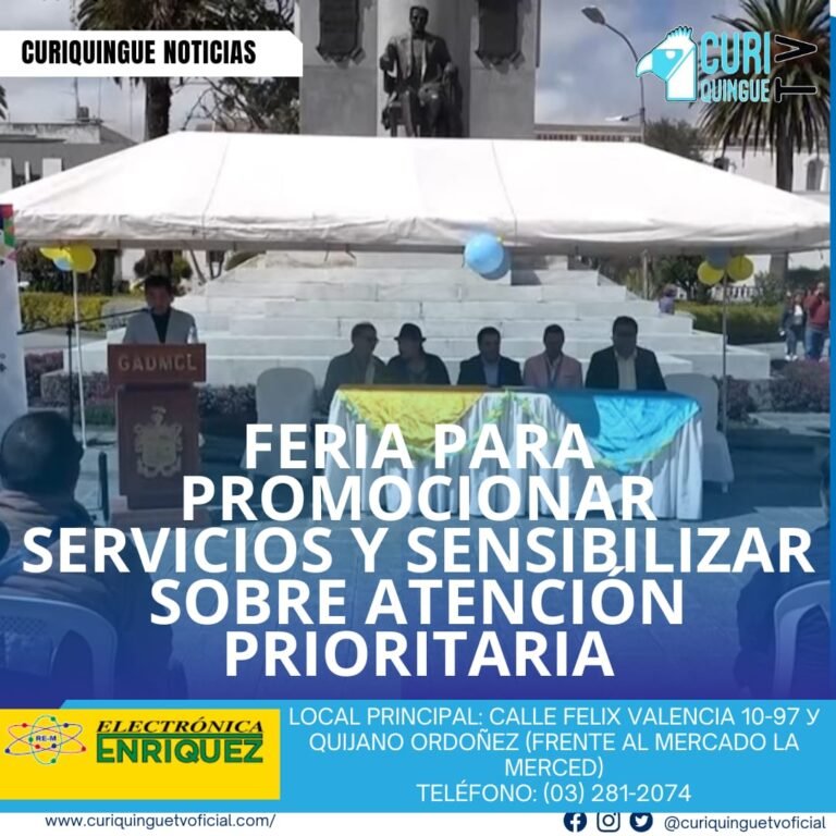 #NoticiaLocal Se realizó una feria con el objetivo de promocionar los diferentes servicios ofrecidos por instituciones públicas y privadas. El propósito de esta feria fue sensibilizar a la población sobre las personas de atención prioritaria. Le recordamos que puede seguir a través de #CuriquingueTv en #ATVCABLE #canal83 #Latacunga #Pujilí #Saquisilí #CBVisión #canal79 #Salcedo #Ambato #TVPlus #canal48 #LaManá #Valencia #Quevedo a las 07H00. ¡Gracias por sintonizarnos! #CuriquingueTv #UnaNuevaFormaDeHacerTelevisión www.curiquinguetv.com