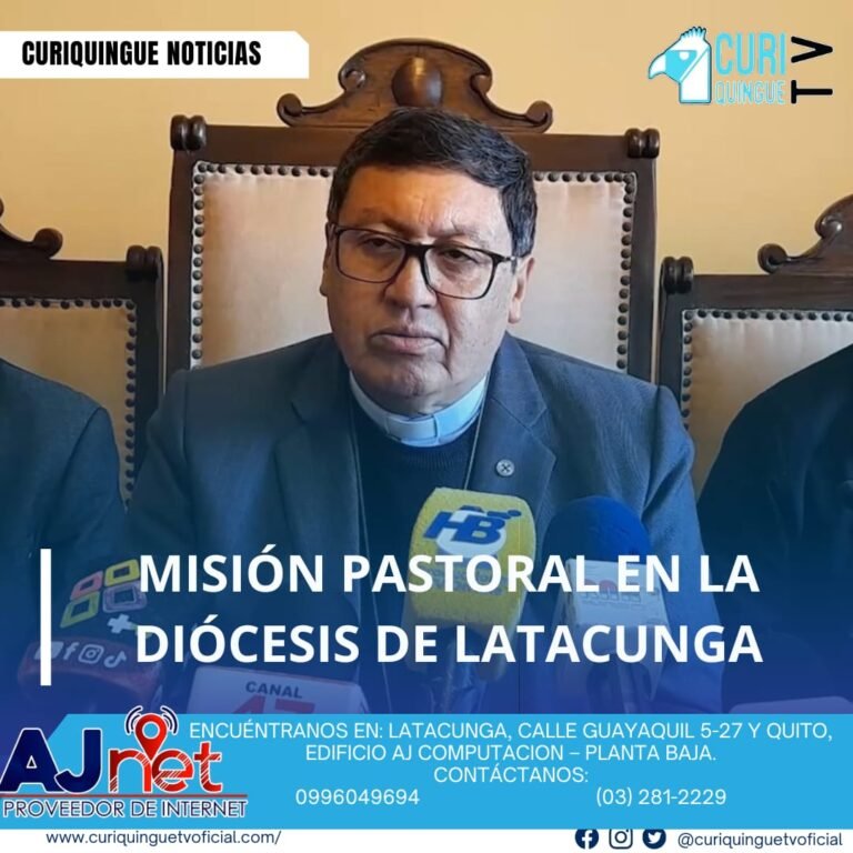 #NoticiaLocal El monseñor Giovanni Paz, Obispo de Latacunga, anunció el inicio de la misión pastoral en la diócesis, acompañada por actividades enfocadas en fortalecer la vida espiritual y comunitaria. La jornada misionera se desarrollará del 26 de julio al 17 de agosto y se centrará en la difusión de la palabra de Dios, el fortalecimiento de la familia y la construcción de comunidades cristianas vivas.