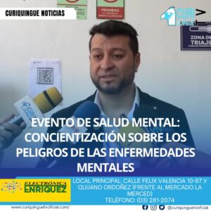 #NoticiaLocales Se realizó un evento de salud mental en el que varios profesionales de la salud expusieron sobre los peligros de las enfermedades mentales. El objetivo del evento fue concienciar a la población sobre la importancia de la salud mental y los riesgos asociados con las enfermedades mentales. Los expertos compartieron información valiosa sobre cómo prevenir y tratar estas condiciones. Le recordamos que puede seguir a través de #CuriquingueTv en #ATVCABLE #canal83 #Latacunga #Pujilí #Saquisilí #CBVisión #canal79 #Salcedo #Ambato #TVPlus #canal48 #LaManá #Valencia #Quevedo a las 07H00. ¡Gracias por sintonizarnos! #CuriquingueTv #UnaNuevaFormaDeHacerTelevisión www.curiquinguetv.com