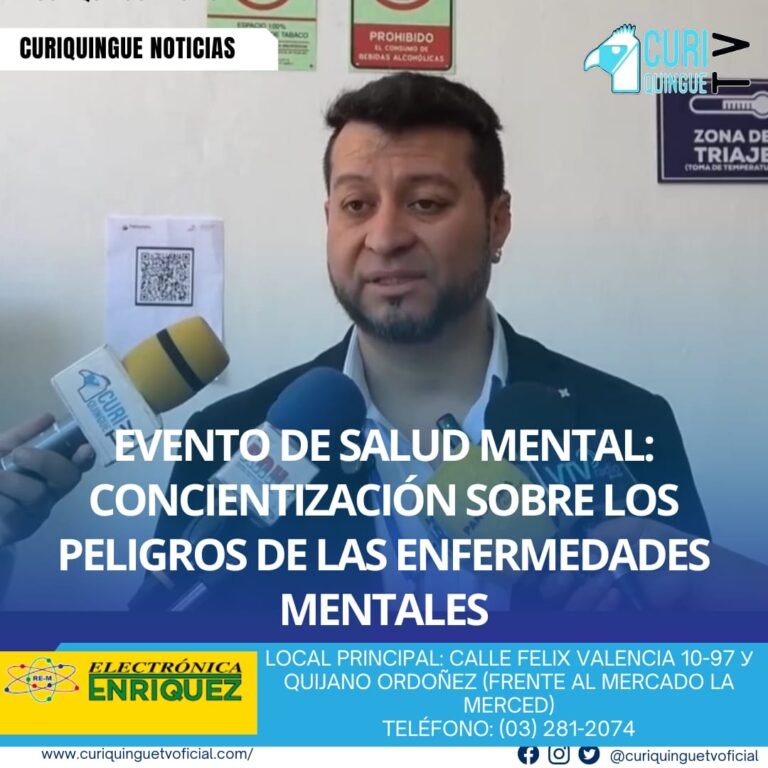 #NoticiaLocales Se realizó un evento de salud mental en el que varios profesionales de la salud expusieron sobre los peligros de las enfermedades mentales. El objetivo del evento fue concienciar a la población sobre la importancia de la salud mental y los riesgos asociados con las enfermedades mentales. Los expertos compartieron información valiosa sobre cómo prevenir y tratar estas condiciones. Le recordamos que puede seguir a través de #CuriquingueTv en #ATVCABLE #canal83 #Latacunga #Pujilí #Saquisilí #CBVisión #canal79 #Salcedo #Ambato #TVPlus #canal48 #LaManá #Valencia #Quevedo a las 07H00. ¡Gracias por sintonizarnos! #CuriquingueTv #UnaNuevaFormaDeHacerTelevisión www.curiquinguetv.com