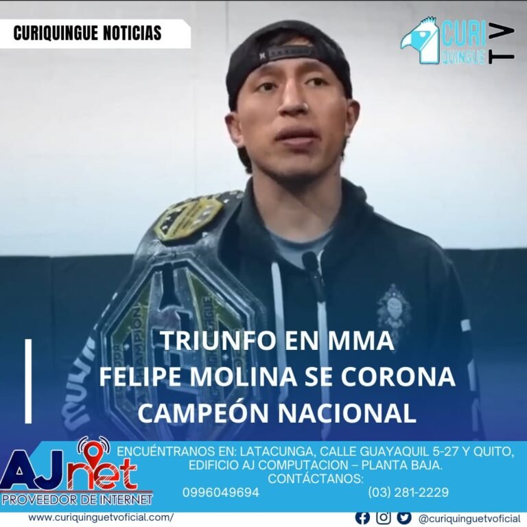 El joven cotopaxense, Felipe Molina se coronó campeón nacional en la categoría de MMA. Molina demostró su habilidad en el deporte y se posiciona como uno de los mejores en su categoría.