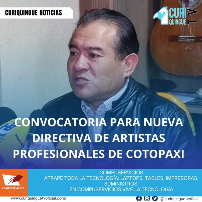 Victor Chancusig presidente de la Asociación de Artistas Profesionales de Cotopaxi, anunció que se está convocando a elecciones para elegir a la nueva directiva de la agremiación. Esta iniciativa busca fortalecer el gremio artístico en Cotopaxi, uniendo talentos locales y proyectando su trabajo a nivel nacional.