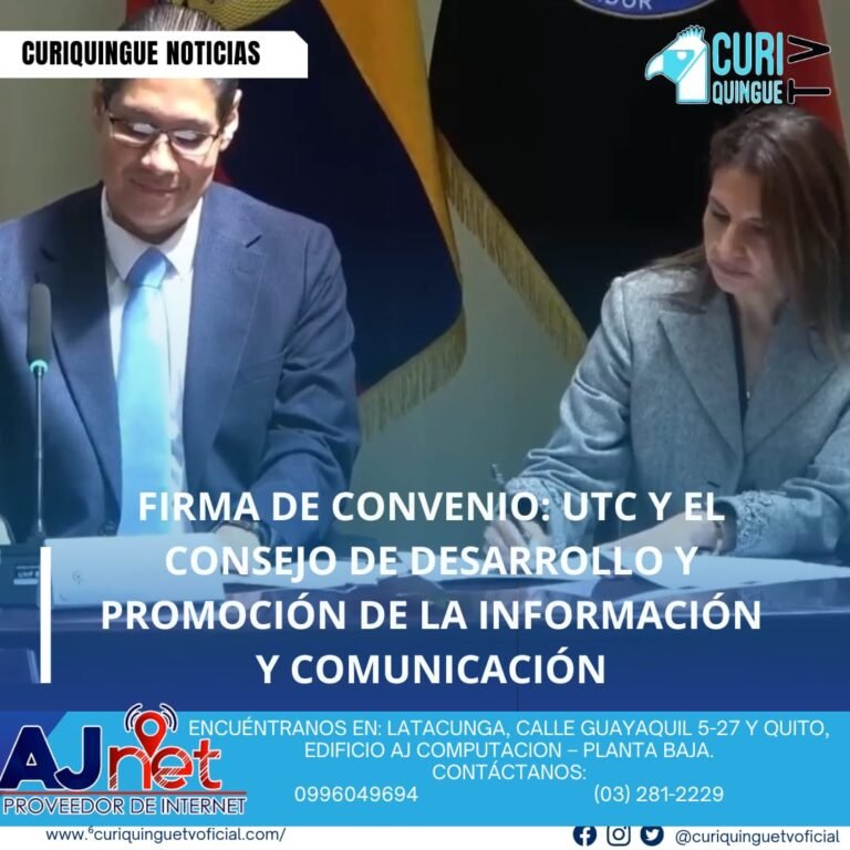 Noticias Latacunga La Universidad Técnica de Cotopaxi (UTC) junto a la comunidad académica y pública fueron testigos de la firma de un convenio de cooperación interinstitucional con el Consejo de Desarrollo y Promoción de la Información y Comunicación. Este evento se llevó a cabo este 26 de agosto de 2025 a las 10:00 en el Campus Matriz de la UTC.