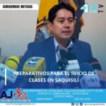 El jefe político del cantón Saquisilí informa sobre los trabajos que se están realizando previo al inicio de clases. Estos preparativos incluyen la revisión y mantenimiento de las infraestructuras escolares, así como la coordinación de actividades para asegurar un buen comienzo del año lectivo.