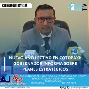 El gobernador de Cotopaxi informó sobre el inicio del nuevo año lectivo y los planes estratégicos para cuidar el bienestar de los estudiantes. Además, se discutieron otros temas de interés local.