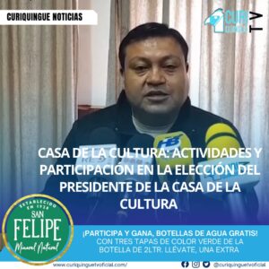 La Casa de la Cultura ha estado cumpliendo con diferentes actividades, destacando su participación en la elección del presidente de la Casa de la Cultura a nivel nacional. Esta institución cultural busca promover y preservar la cultura y el patrimonio de la región.