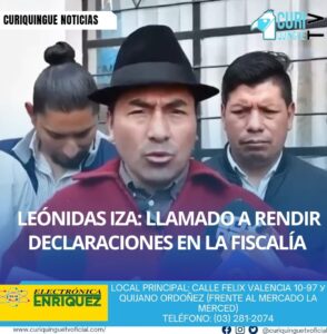 Leónidas Iza se presentó en la Fiscalía de Cotopaxi para rendir su versión en relación con una denuncia de secuestro presentada por el comandante general de Cotopaxi.