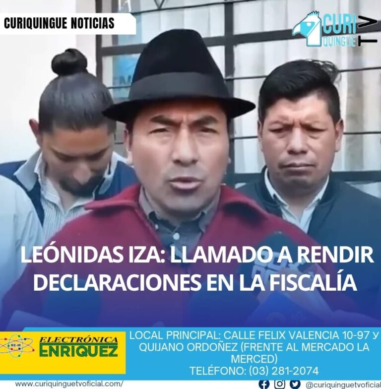 Leónidas Iza se presentó en la Fiscalía de Cotopaxi para rendir su versión en relación con una denuncia de secuestro presentada por el comandante general de Cotopaxi.