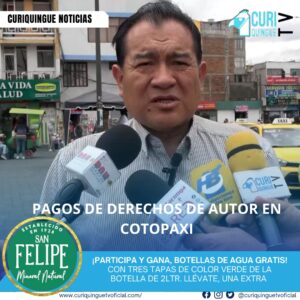 El presidente de la Asociación de Artistas Profesionales de Cotopaxi explicó cómo funcionan los pagos de derechos de autor a los autores y compositores en la región. Según él, estos pagos son fundamentales para garantizar que los creadores reciban una compensación justa por su trabajo.